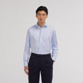 Chemise premium en pinpoint double retors bleue - 1