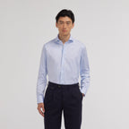 Chemise premium en pinpoint double retors bleue - 1