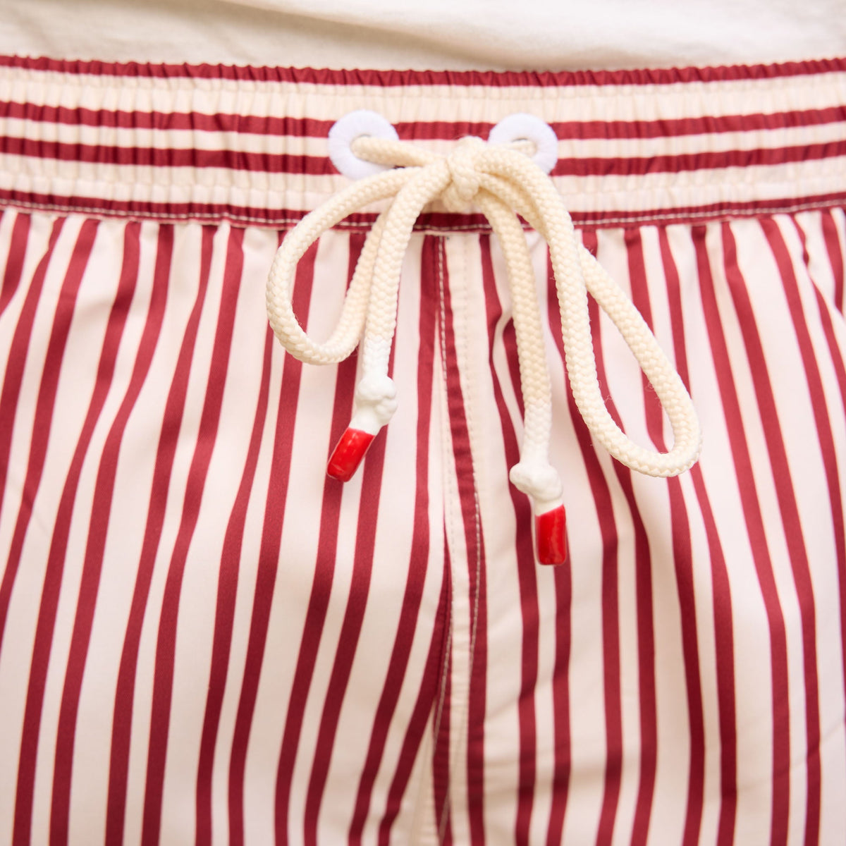 Maillot de bain écru à rayures bordeaux en Seaqual® - 2