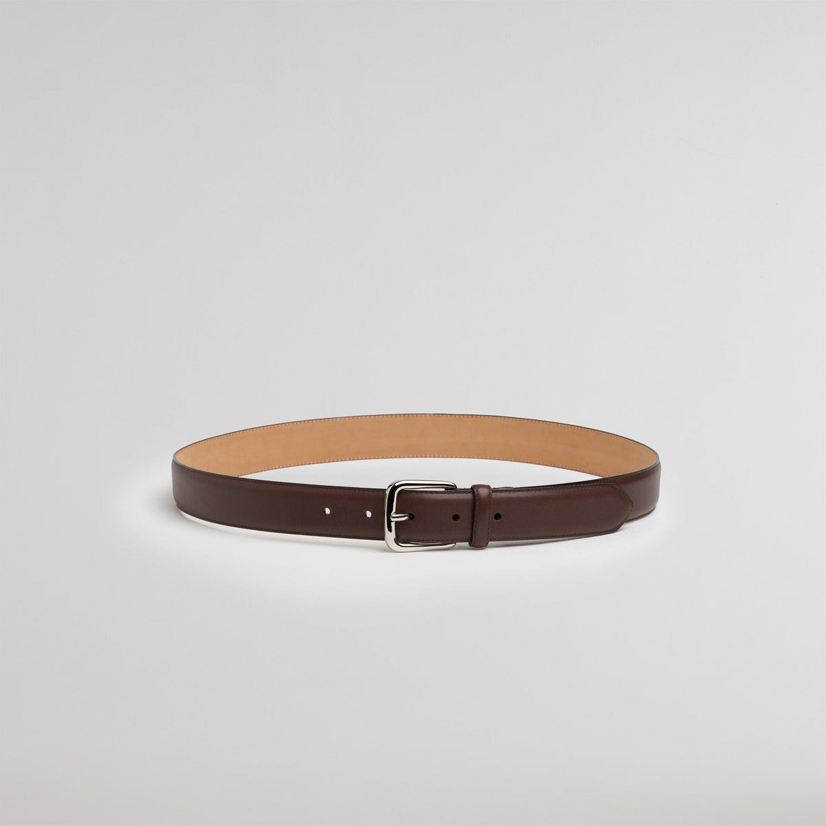 Ceinture en cuir pleine fleur marron - 1