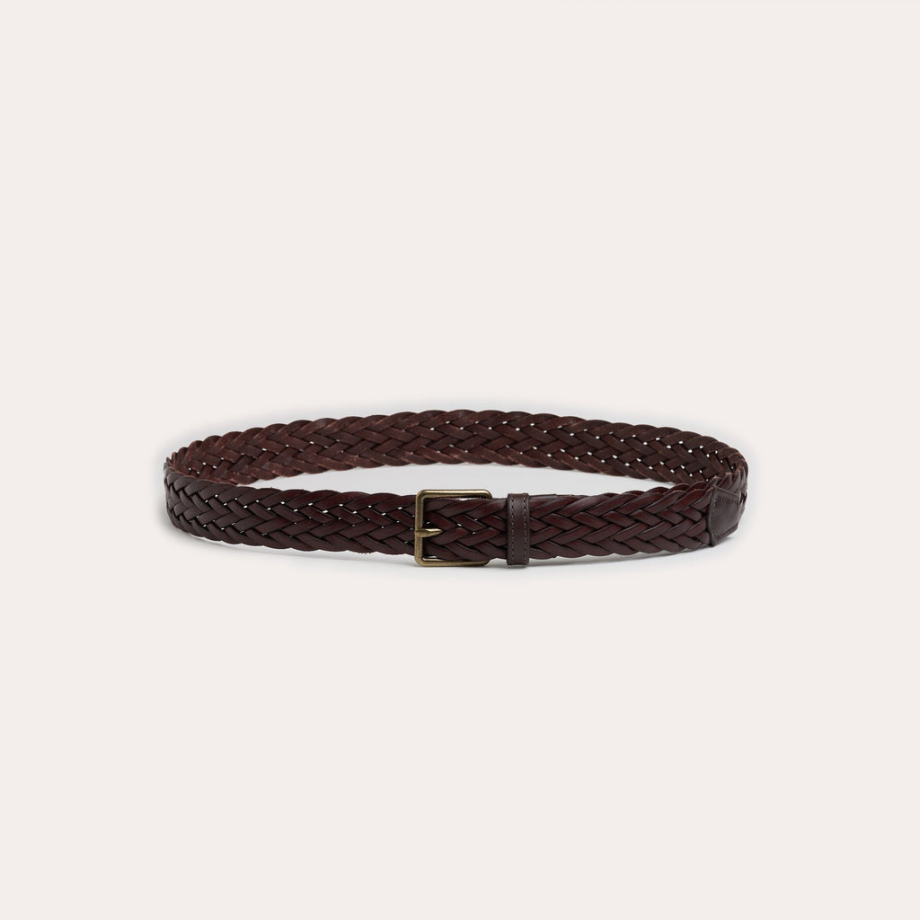 Ceinture en cuir italien tressé marron - 1