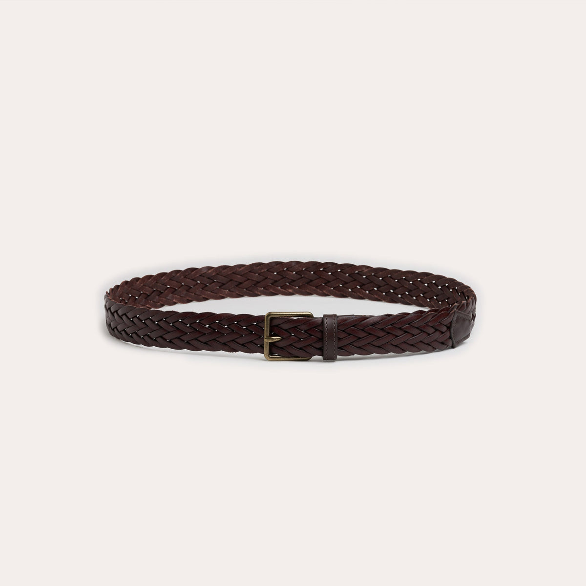 Ceinture en cuir italien tressé marron - 1