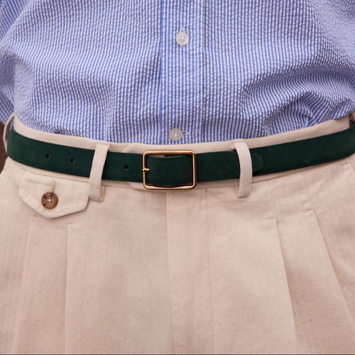 Ceinture en cuir suédé verte - 1