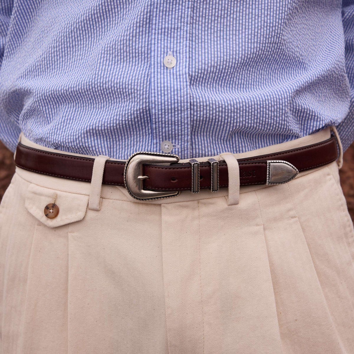 Ceinture western en cuir marron - 1