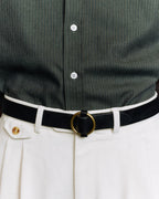Ceinture à boucle ronde en cuir noir - 1