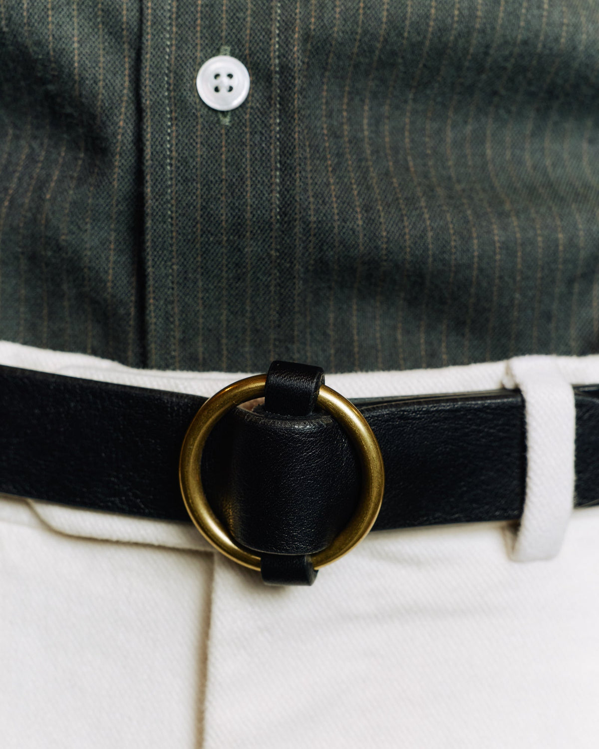 Ceinture à boucle ronde en cuir noir - 2