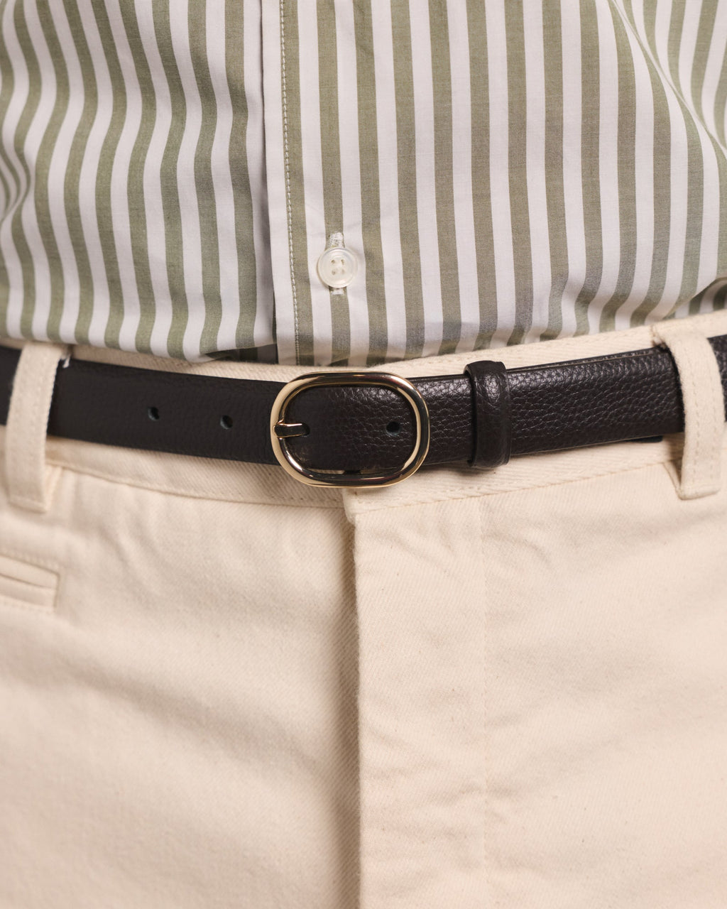 Ceinture en cuir grainé marron foncé - 1