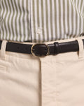 Ceinture en cuir grainé marron foncé - 1
