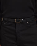 Ceinture en cuir noir embossée crocodile - 1