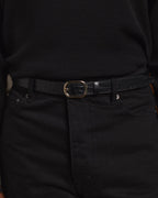 Ceinture en cuir noir embossée crocodile - 1