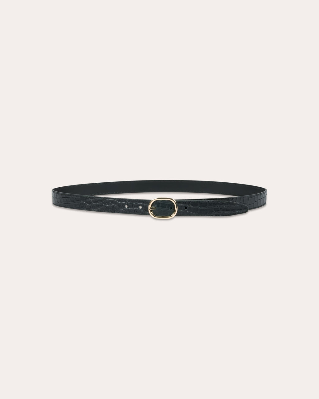 Ceinture en cuir noir embossée crocodile - 2