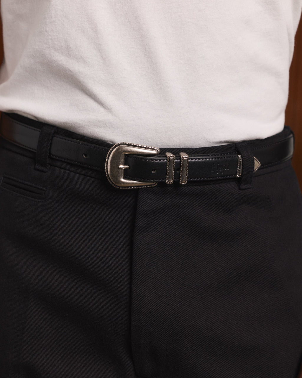 Ceinture western en cuir noir - 1