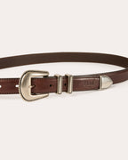 Ceinture western en cuir marron - 2