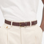 Ceinture en cuir italien tressé marron - 2