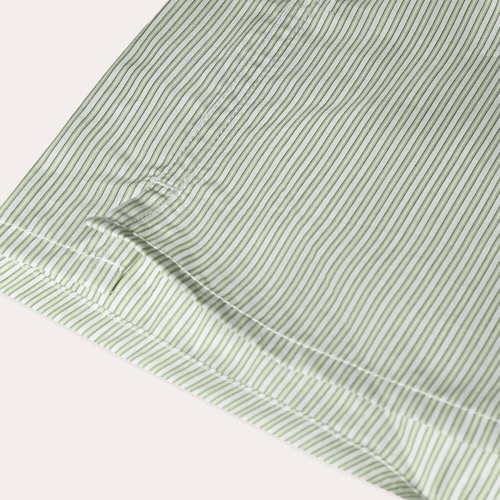 Caleçon upcyclé bleu à rayures vertes et blanches - 2