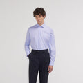 Chemise premium cintrée en twill double retors bleue - 1