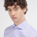 Chemise premium cintrée en twill double retors bleue - 2