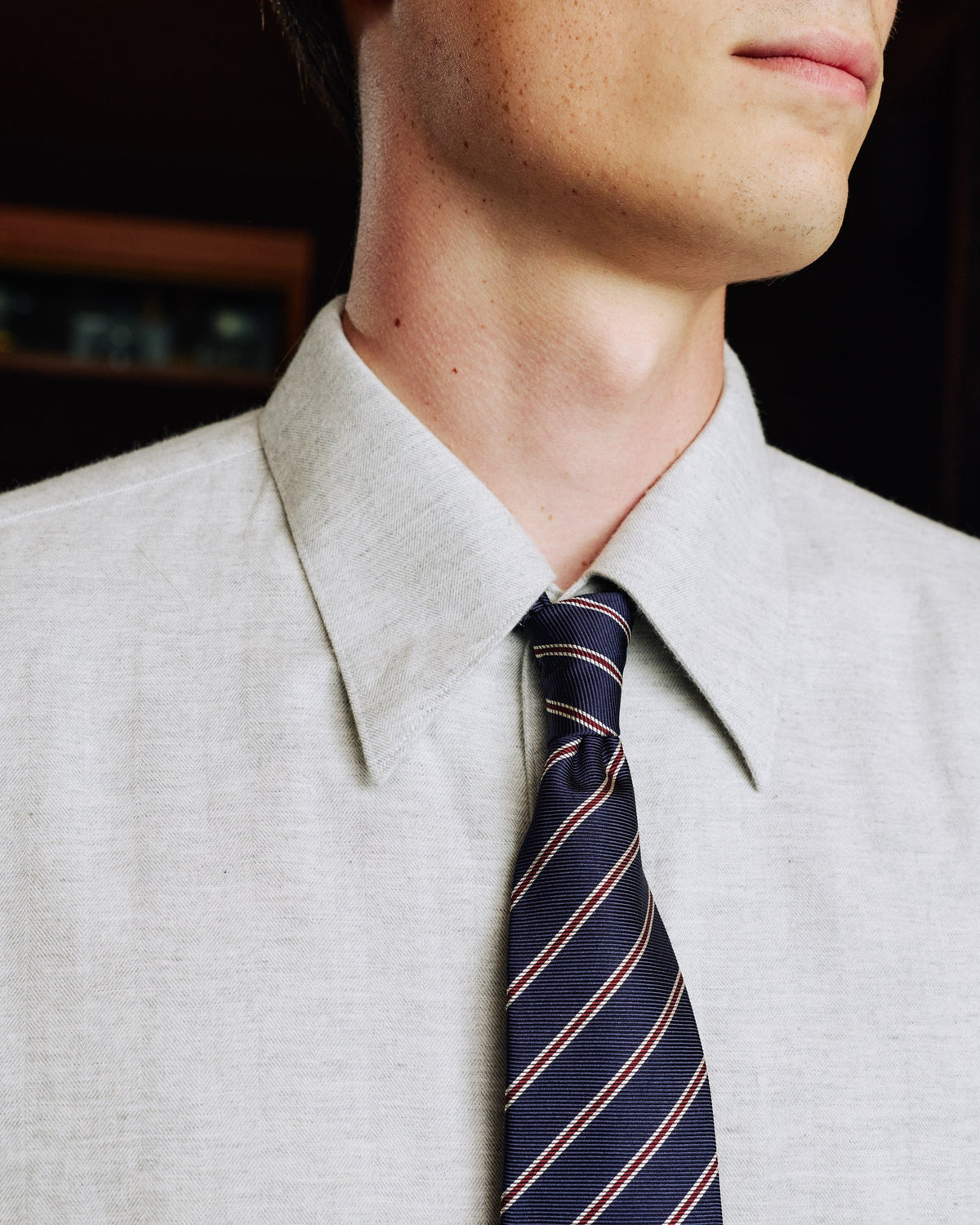 Chemise en flanelle à chevrons grise chinée - 2