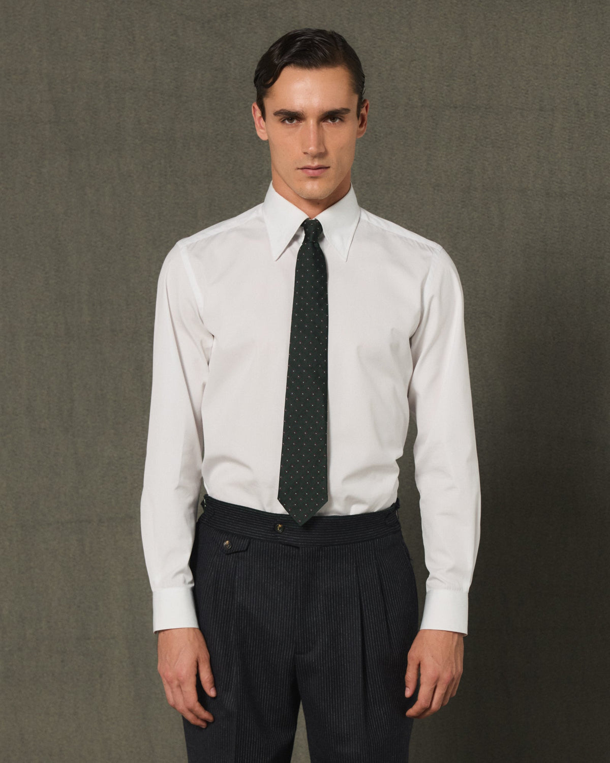 Chemise en coton bleu rayé col blanc - 3