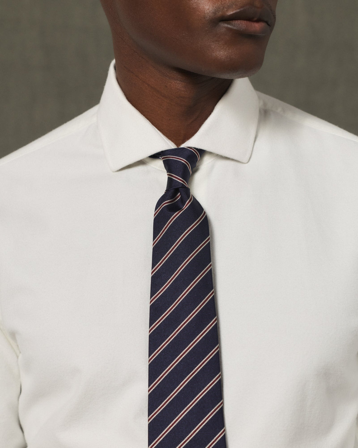 Chemise en coton blanc rayé vert - 6