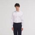 Chemise cintrée en oxford double retors blanche à poignets mousquetaires - 1