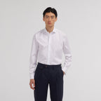 Chemise en oxford double retors blanche à poignets mousquetaires - 1