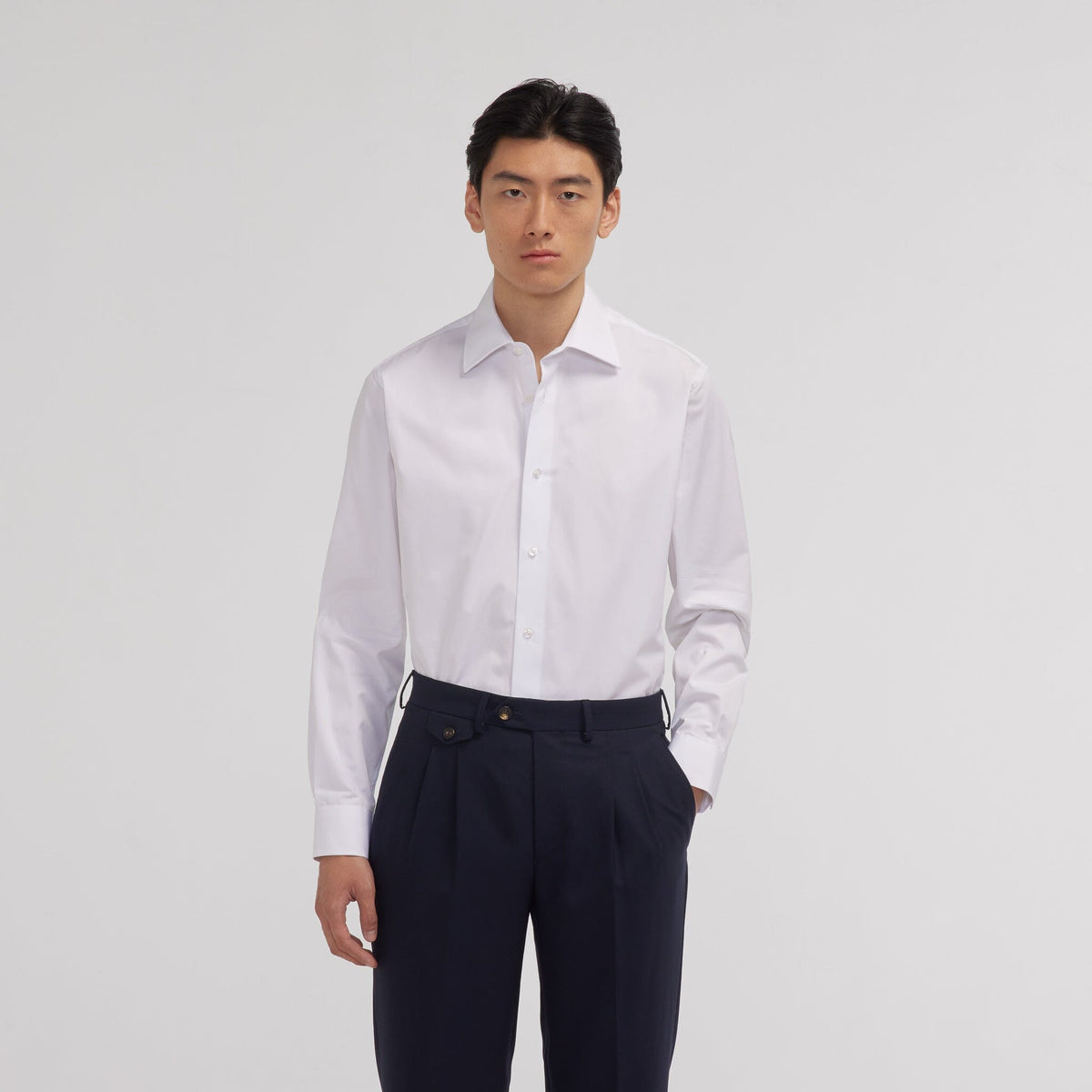 Chemise en popeline double retors bleu ciel - 3