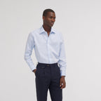 Chemise cintrée en popeline double retors bleu ciel - 1