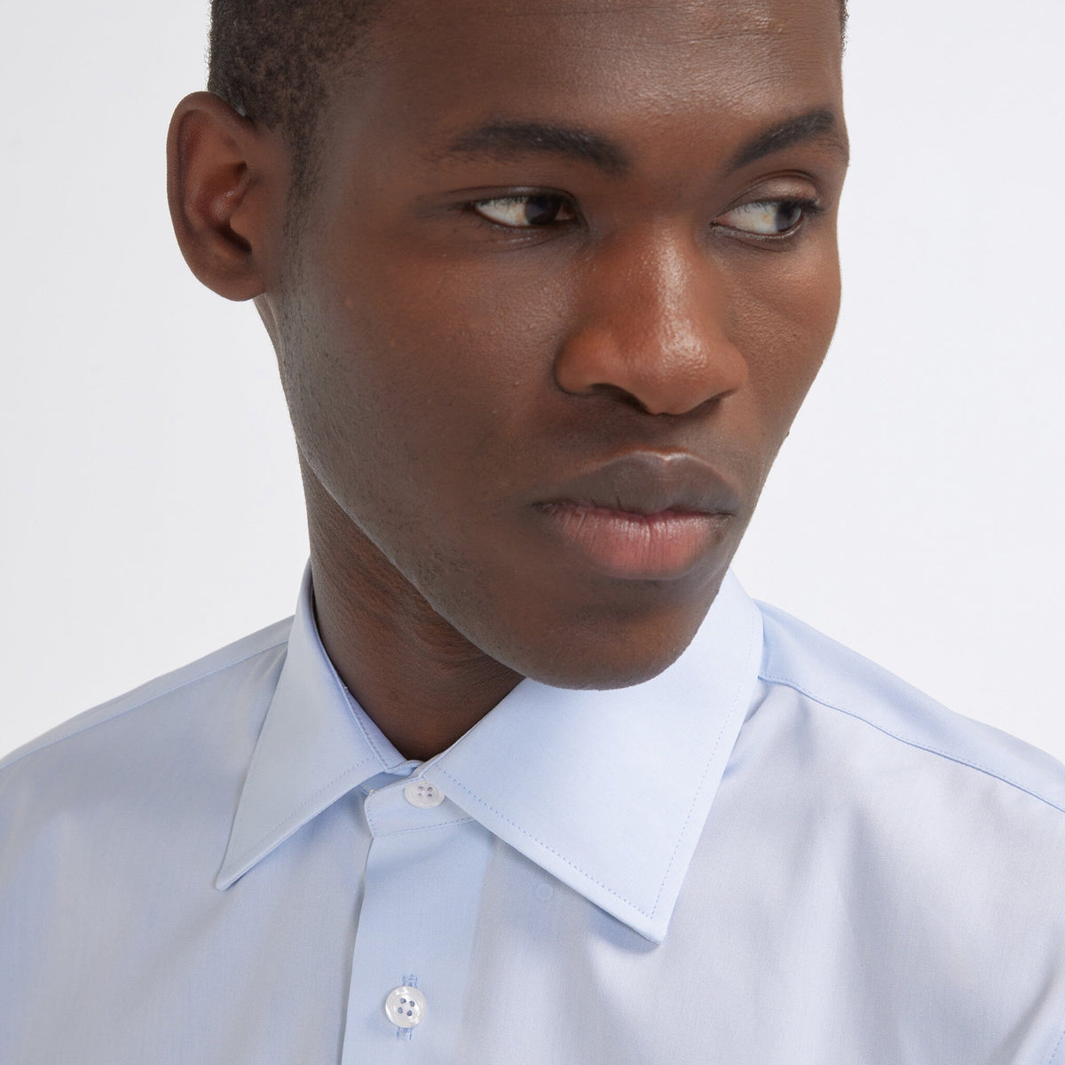 Chemise cintrée en popeline double retors bleu ciel - 2