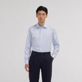 Chemise en popeline double retors bleu ciel - 1