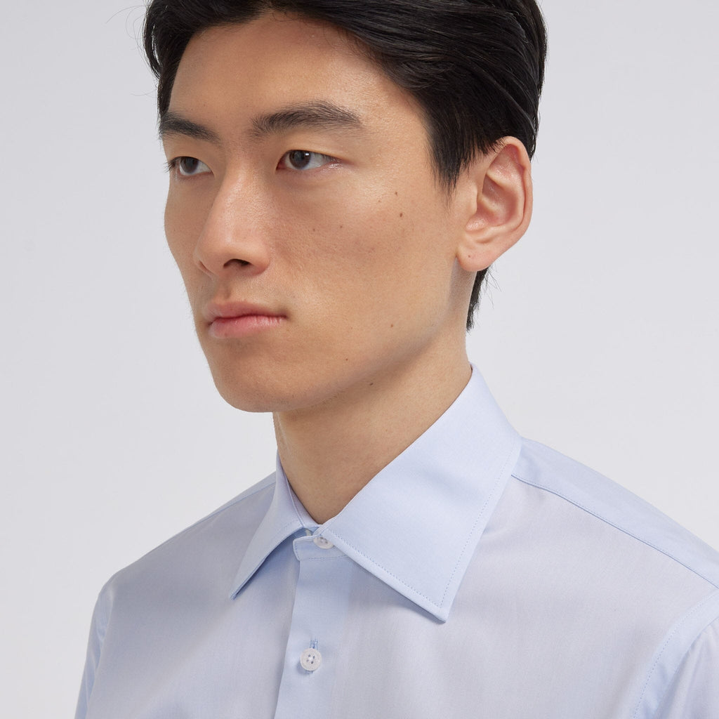 Chemise en popeline double retors bleu ciel - 2