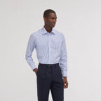 Chemise cintrée en popeline à rayures bleues et blanches - 1