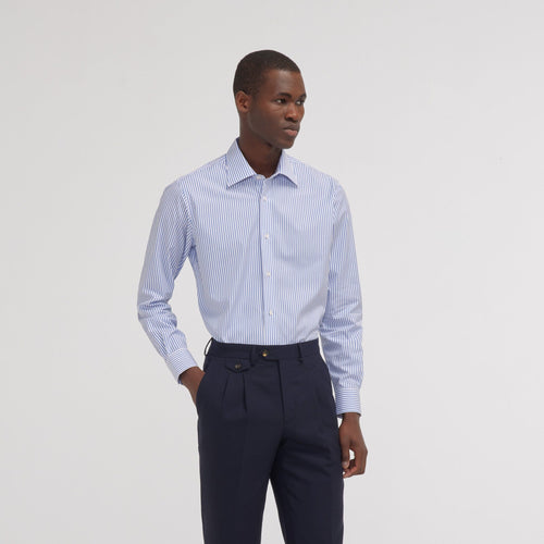 Chemise cintrée en popeline à rayures bleues et blanches - 1
