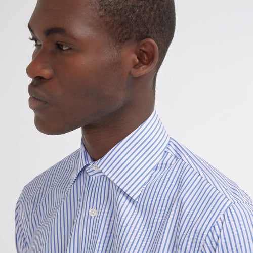 Chemise cintrée en popeline à rayures bleues et blanches - 2