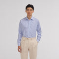 Chemise en popeline à rayures bleues et blanches - 1