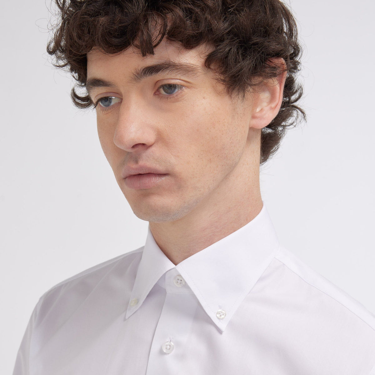Chemise cintrée en popeline double retors bleu ciel - 4