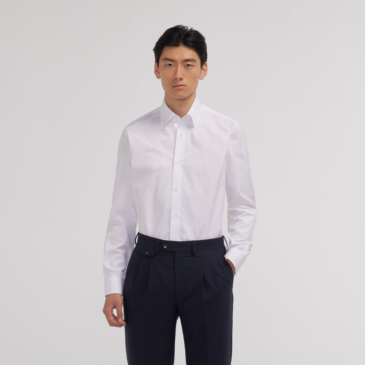 Chemise en popeline double retors bleu ciel - 3