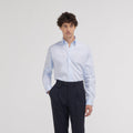 Chemise cintrée en popeline double retors bleu ciel - 1