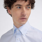 Chemise cintrée en popeline double retors bleu ciel - 2