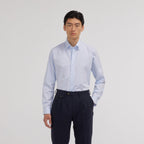Chemise en popeline double retors bleu ciel - 1