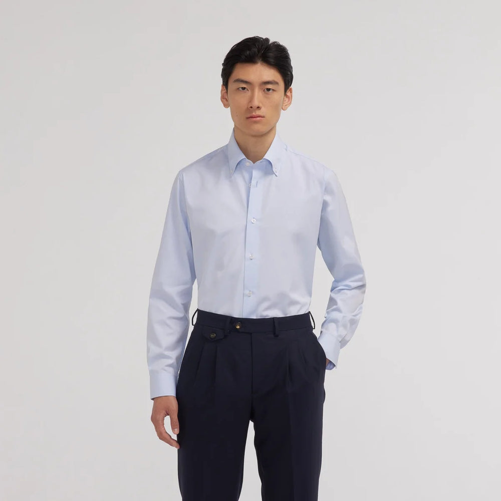 Chemise en popeline bleu ciel à double épaisseur
