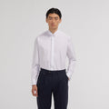 Chemise en popeline double retors blanche à poignets mousquetaires - 1