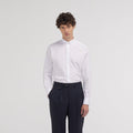 Chemise cintrée en popeline double retors blanche à poignets mousquetaires - 1