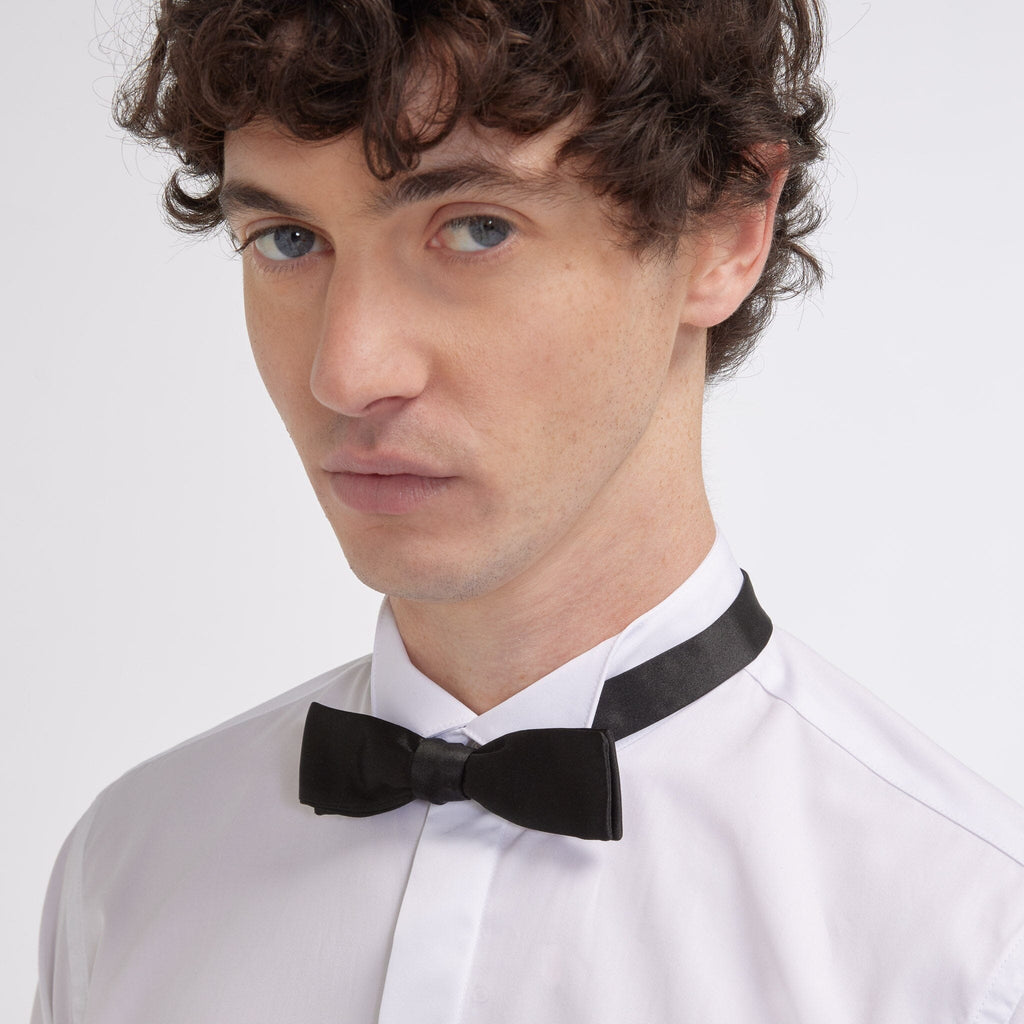 Chemise cintrée en popeline double retors blanche à poignets mousquetaires - 2