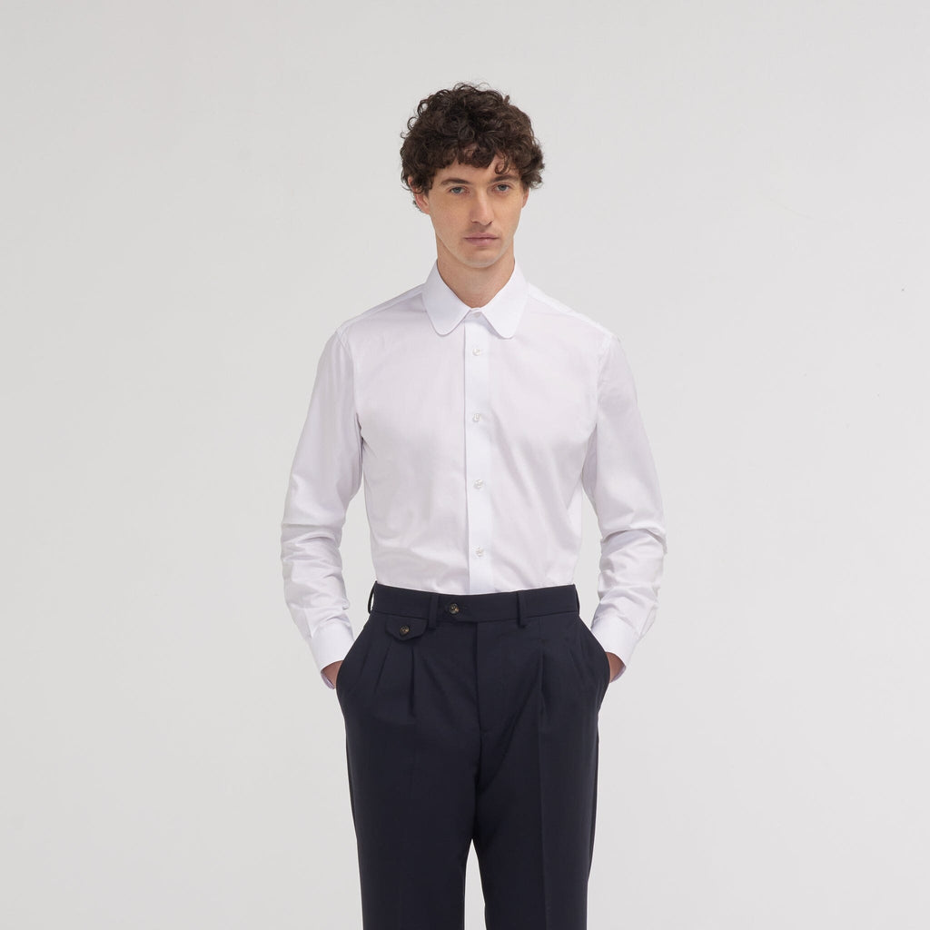 Chemise cintrée en popeline double retors blanche - 1