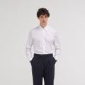 Chemise cintrée en popeline double retors blanche - 1