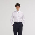 Chemise cintrée en popeline double retors blanche - 1
