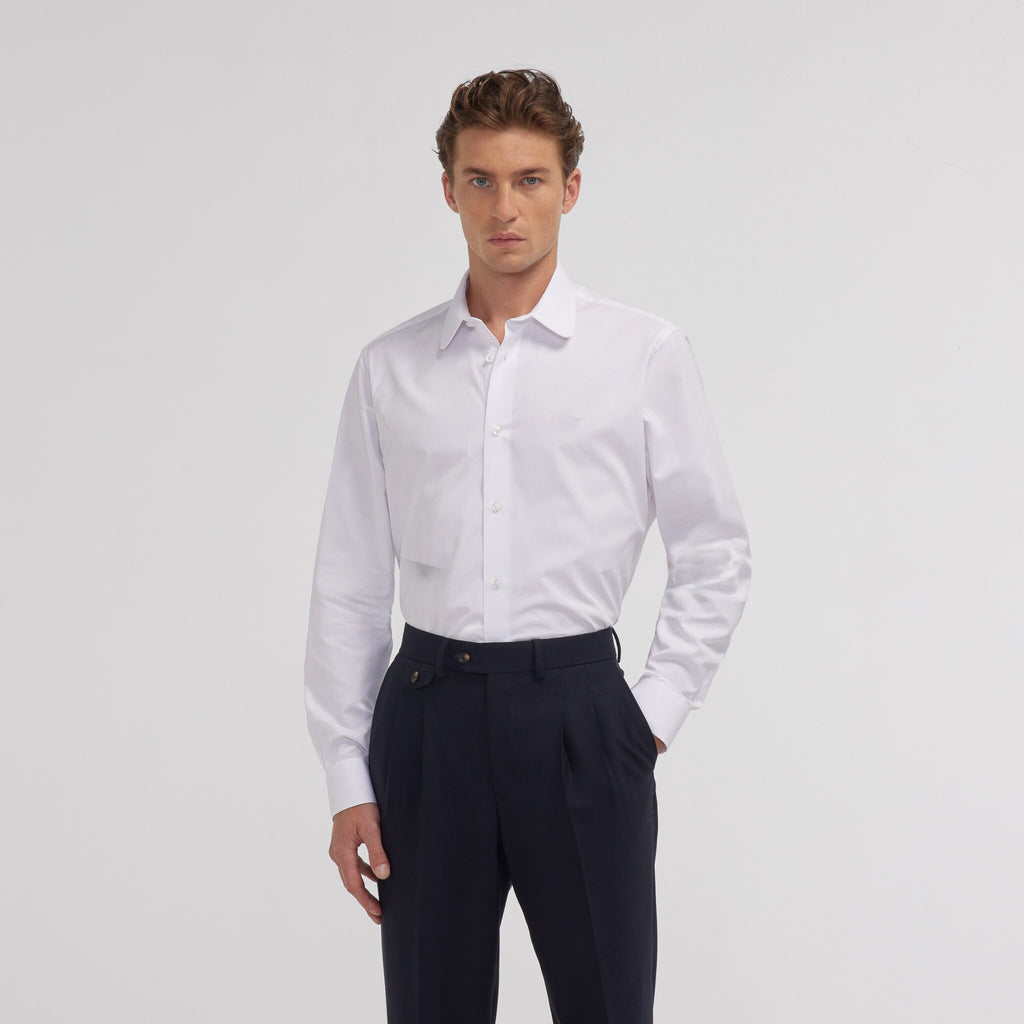 Chemise en popeline double retors blanche - 1