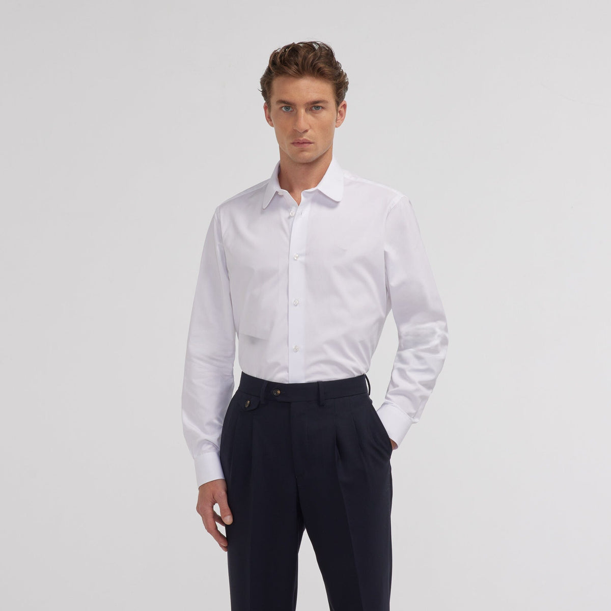 Chemise en popeline double retors blanche - 1