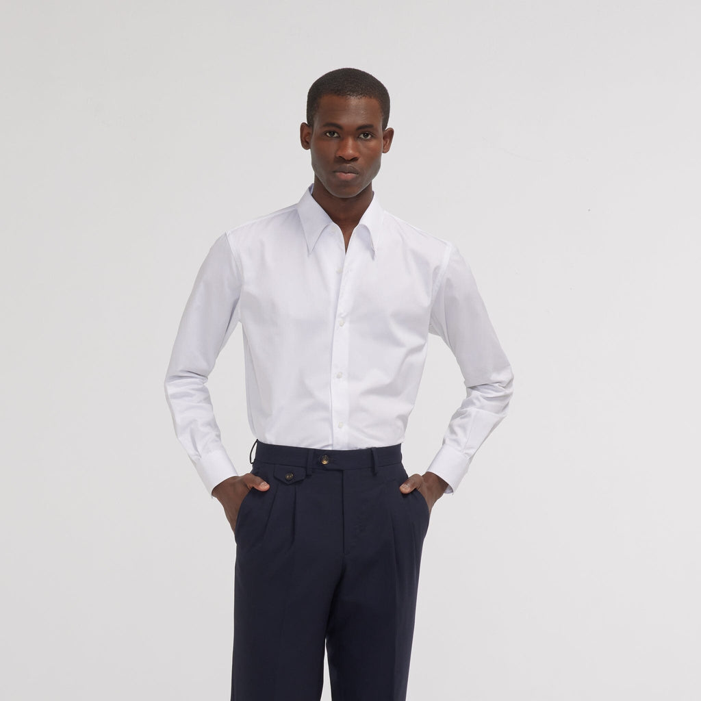 Chemise cintrée en popeline double retors blanche - 1